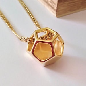 Gold Dodecahedron Pendant, Silver Dodecahedron Necklace, Platonic Solids, Geometric Pendant, Geometric Necklace, Gold Dodecahedron Necklace