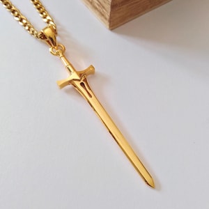 Yellow Gold Sword Pendant | Silver 925 Sword Necklace | Men&#39;s Silver 925 Sword Pendant | Women&#39;s Gold Sword Pendant | Men&#39;s Sword Pendant