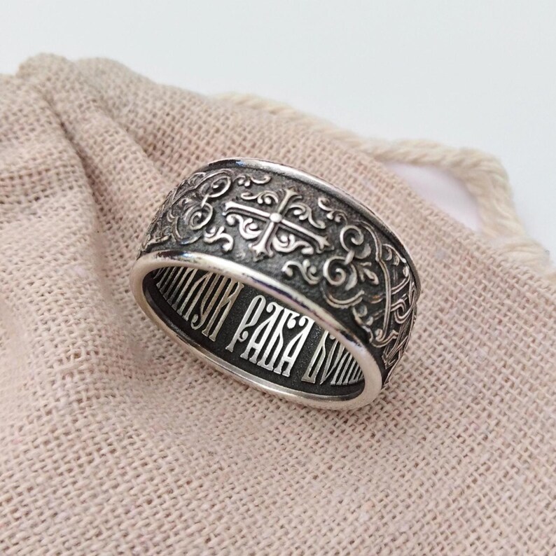Oxidized Silver 925 St Michael Archangel Protector Ring | Handcrafted Aged Silver 925 St Michael Archangel Ring | St Michael Archangel Ring image 7