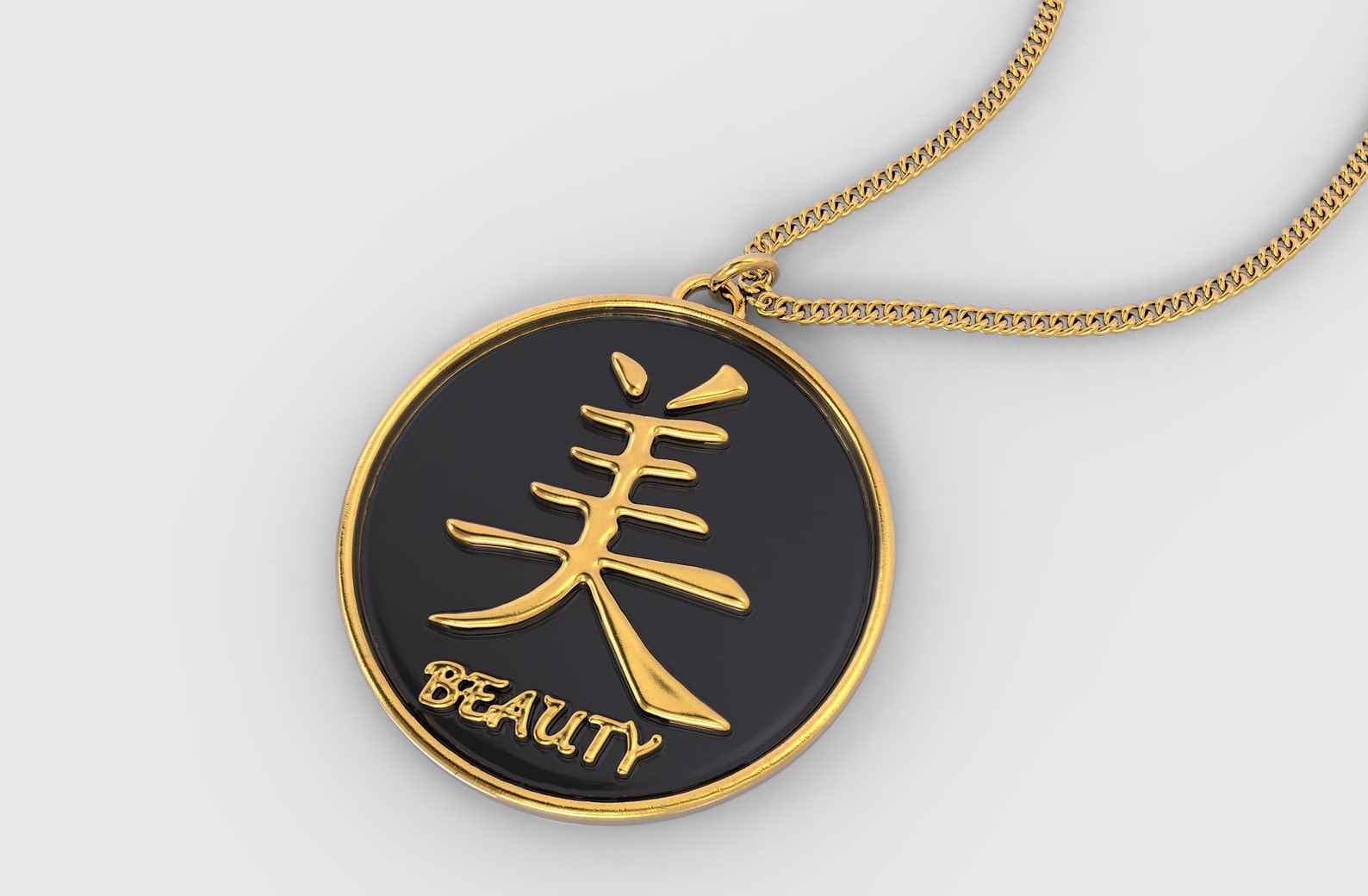 24K Gold Chinese Symbol Pendant Sterling Silver Chinese Etsy