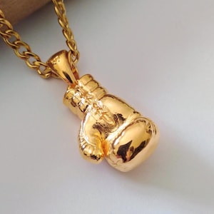 イエローゴールド ボクシンググローブペンダント | シルバー925 ボックスグローブネックレス | メンズ スターリングシルバー ボクシンググローブネックレス | メンズ イエローゴールドペンダント