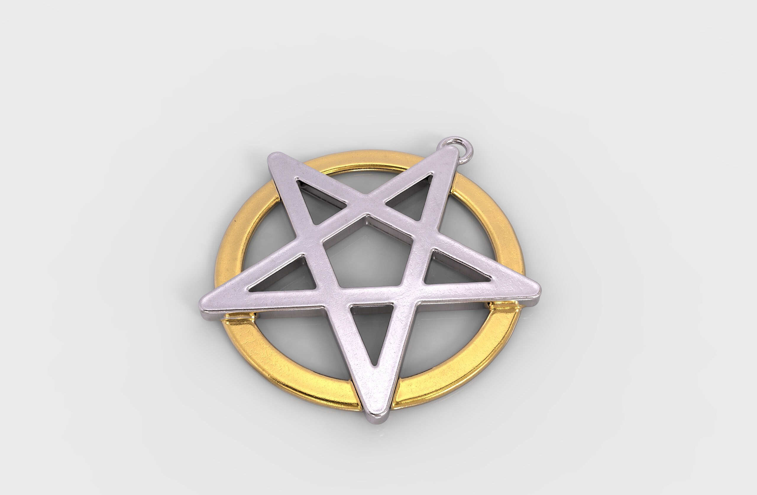 24K Gold Pentagram Pendant Silver 925 Pentacle Gold | Etsy