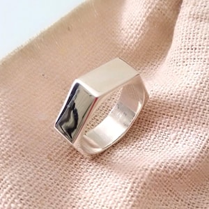 Handcrafted Silver 925 Hex Nut Ring: Unisex Geometric Jewelry