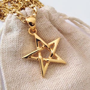 Förgyllt pentagramhänge | Pentagramhalsband i silver 925 | Pentagramsmycken i silver | Pentagramhänge för män | Förgyllt halsband för kvinnor