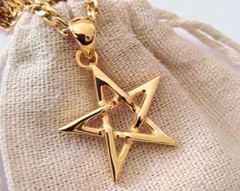 Vergoldeter Pentagramm Anhänger | Silber 925 Pentagramm Halskette | Pentagramm Schmuck | Männer Pentagramm Anhänger | Frauen Vergoldete Halskette