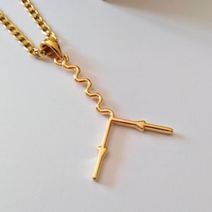 Vergulde hanger met Feynman-diagram | Sterlingzilveren ketting kwantumelektrodynamica | Wetenschapssieraden voor heren | Feynman-diagram dames