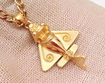 Yellow Gold Ancient Airplane Pendant | Handcrafted Silver 925 Ancient Airplane Necklace | Quimbaya Artifact Pendant | Men&#39;s Quimbaya Pendant