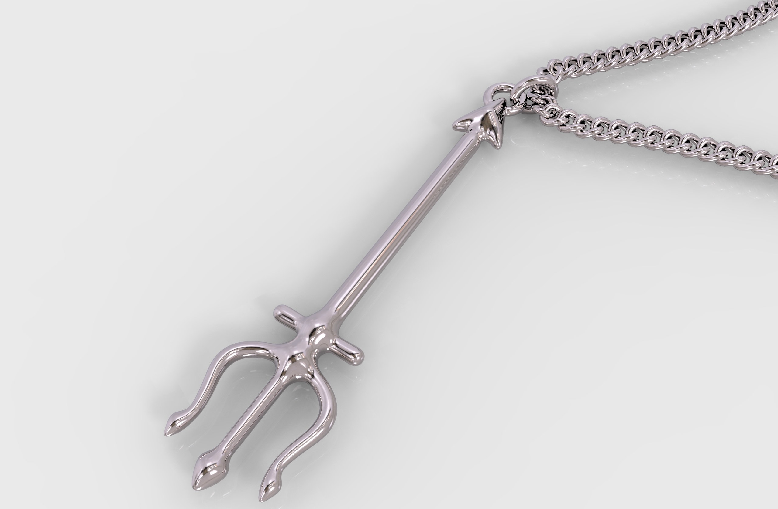 24K Gold Trident Pendant Gold Trident Necklace Silver Etsy