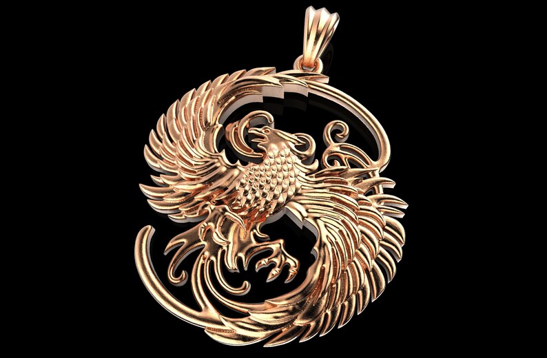 Gold Phoenix Pendant Sterling Silver Handmade Phoenix Etsy