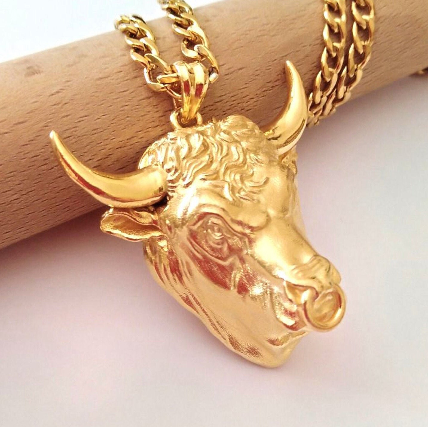 Gold clearance bull pendant