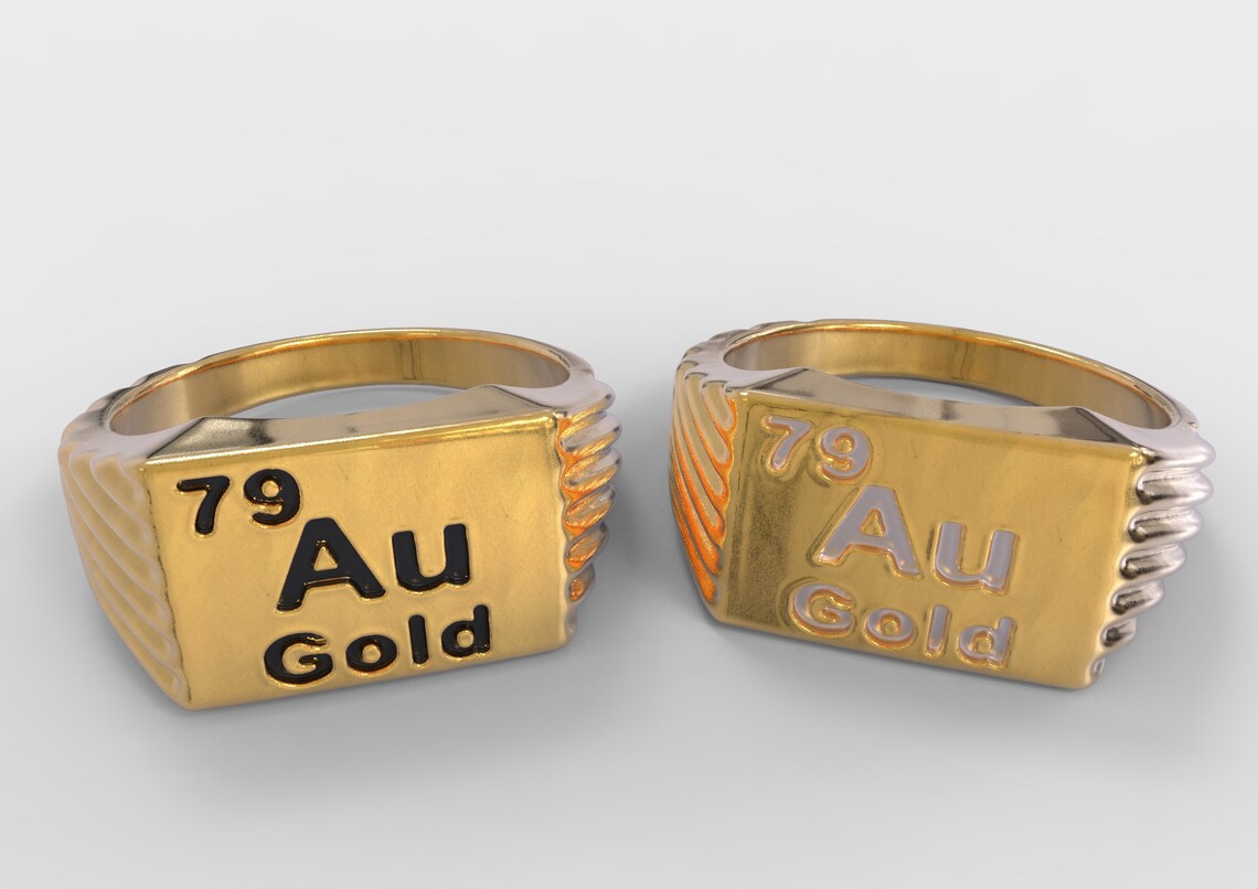 Gold Element Ring Au Gold Ring Periodic Table Ring Periodic Etsy