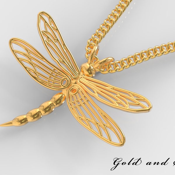 Gold Dragonfly Pendant, Silver 925 Handmade Dragonfly Necklace, Women's Gold Dragonfly Pendant, Women's Sterling Silver Dragonfly Pendant