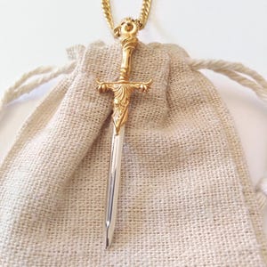 Yellow Gold Sword Pendant | Handcrafred Silver 925 Sword Necklace | Men&#39;s Sword Pendant | Women&#39;s Silver Pendant | Men&#39;s Gold Sword Pendant
