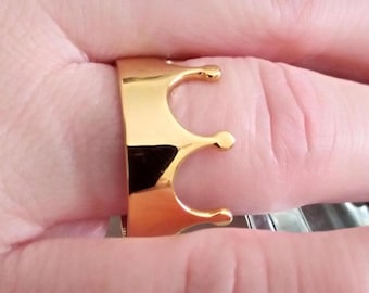 Yellow Gold Plated Crown Ring | Handcrafted Silver 925 Crown Ring | Men's Crown Ring | Women's Gold Plated Crown Ring | Silver Crown Ring