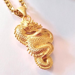 Yellow Gold Dragon Pendant | Silver 925 Chinese Dragon Necklace | Men&#39;s Silver 925 Dragon Pendant |  Women&#39;s Gold Plated Dragon Pendant