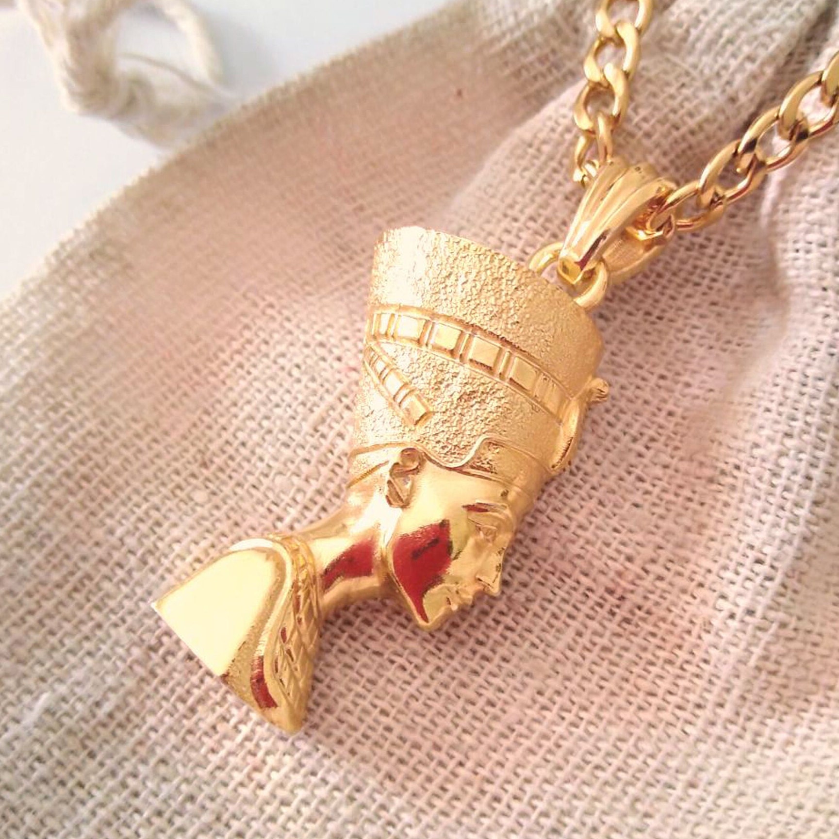 Yellow Gold Plated Nefertiti Pendant | Handcrafted Silver 925
