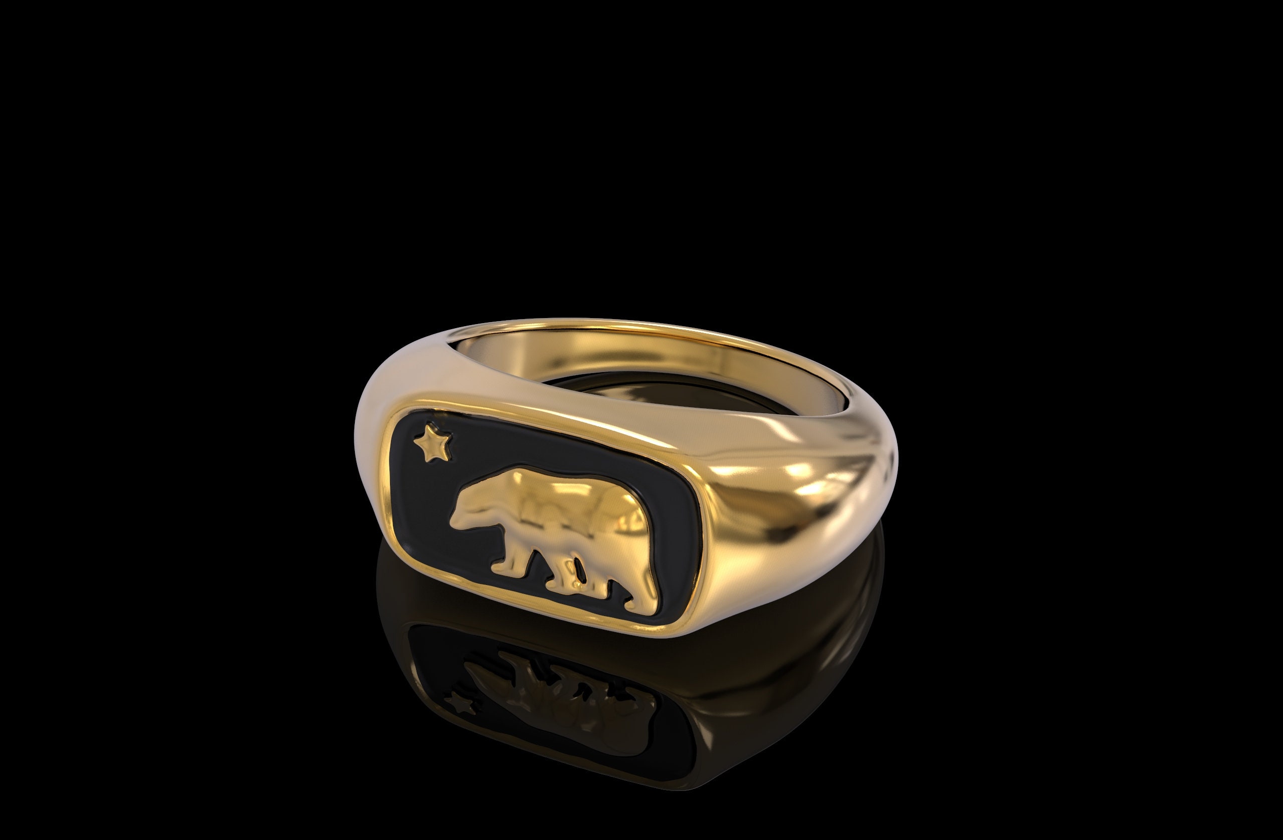 Gold Polar Bear Ring Bear Ring Bear Ring Men's Etsy