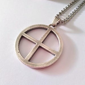 Oxidized Silver 925 Large Solar Cross Pendant | Silver 925 Sun Cross Necklace | Men&#39;s Solar Cross Pendant |Men&#39;s Large Silver Solar Cross