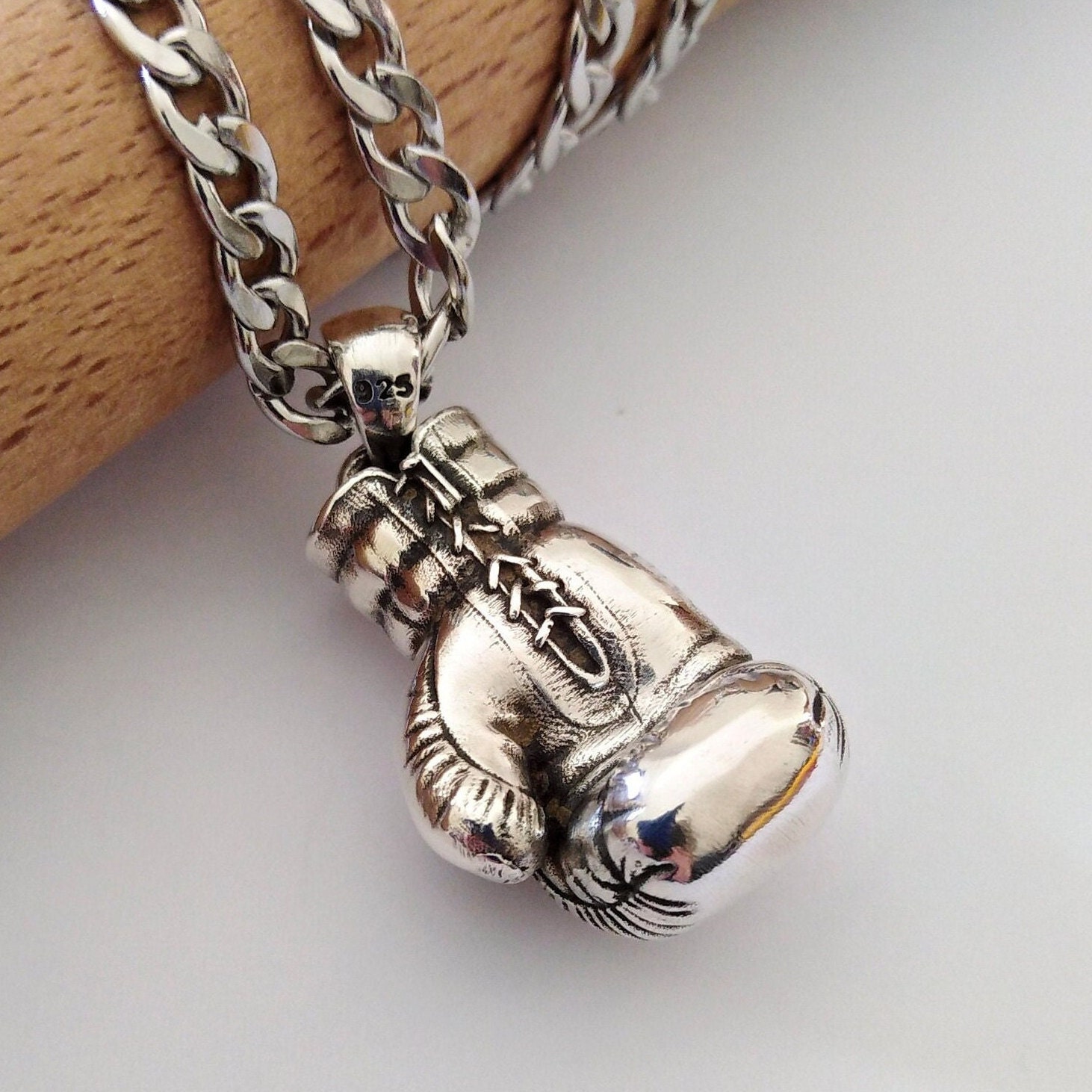 Oxidized Silver 925 Boxing Glove Pendant | Silver Box Glove Necklace | Boxing Glove Pendant | Men's Oxidized Silver Boxing Glove Necklace