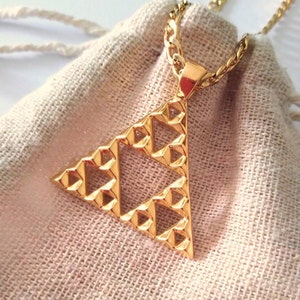 Gold Triangles Pendant, Men's Silver 925 Sierpinski Triangles Necklace, Sierpinski Triangles, Necklace Sierpinski Triangles, Science Jewelry