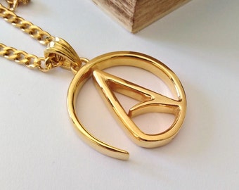 Gold Plated Thick Atheist Pendant | 5mm Thick Atheist Necklace | Atheist Jewelry | Atheist Pendant | Men Silver Pendant | Women's Necklace