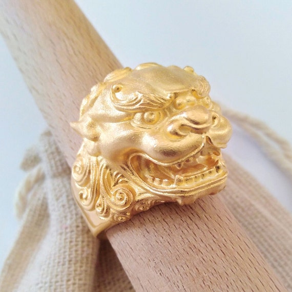 14K Yellow Gold Men's Lion Ring | Don Roberto Jewelers