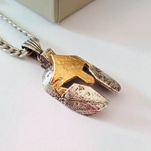 Gold Spartan Helmet Pendant | Oxidized Silver 925 Spartan Necklace | Men&#39;s Oxidized Silver 925 Spartan Helmet Pendant | Men&#39;s Helmet Pendant