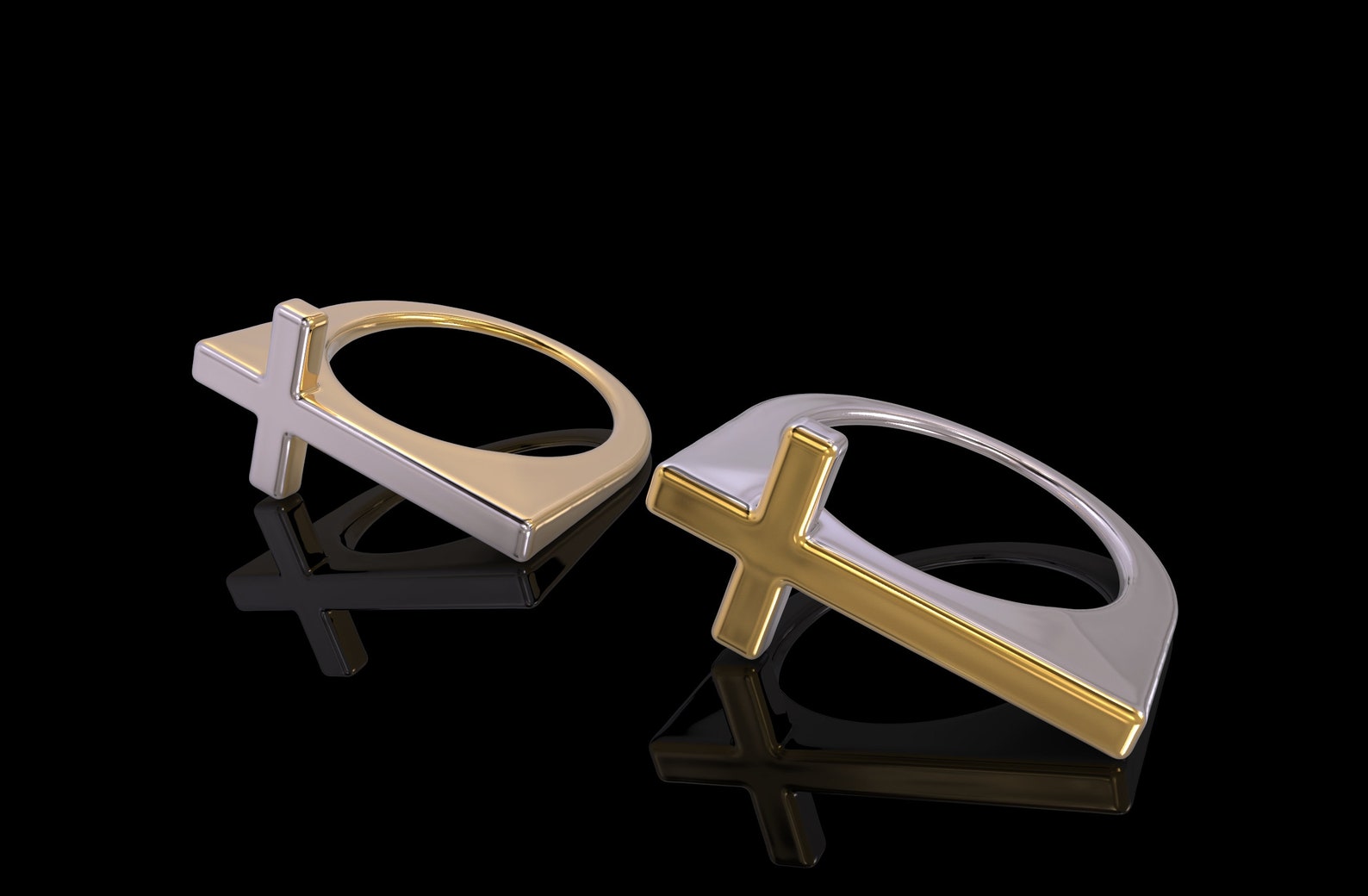 24K Gold Cross Ring Women's Gold Cross Ring Midi Silver Etsy