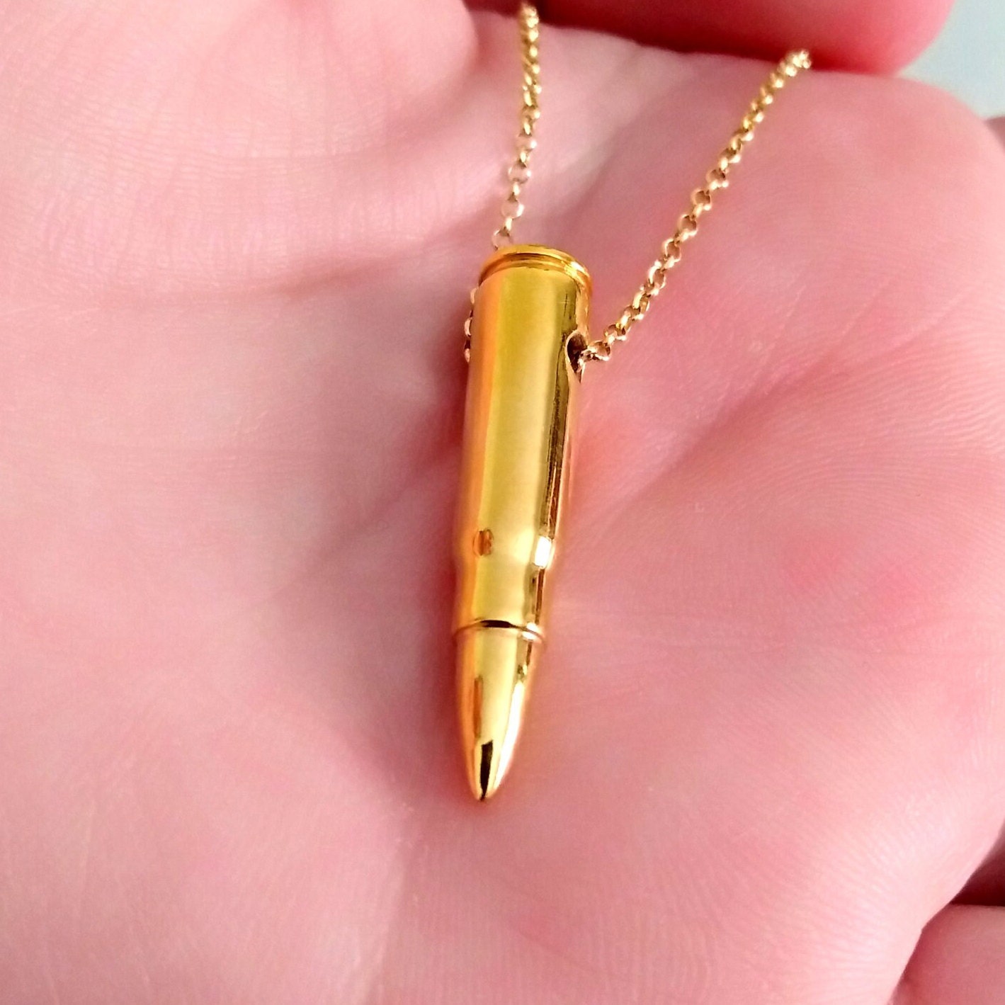 Rn Gold Plated Superb Finish Bullet Design Pendant Locket Necklace For Men Gold-plated Alloy Pendant