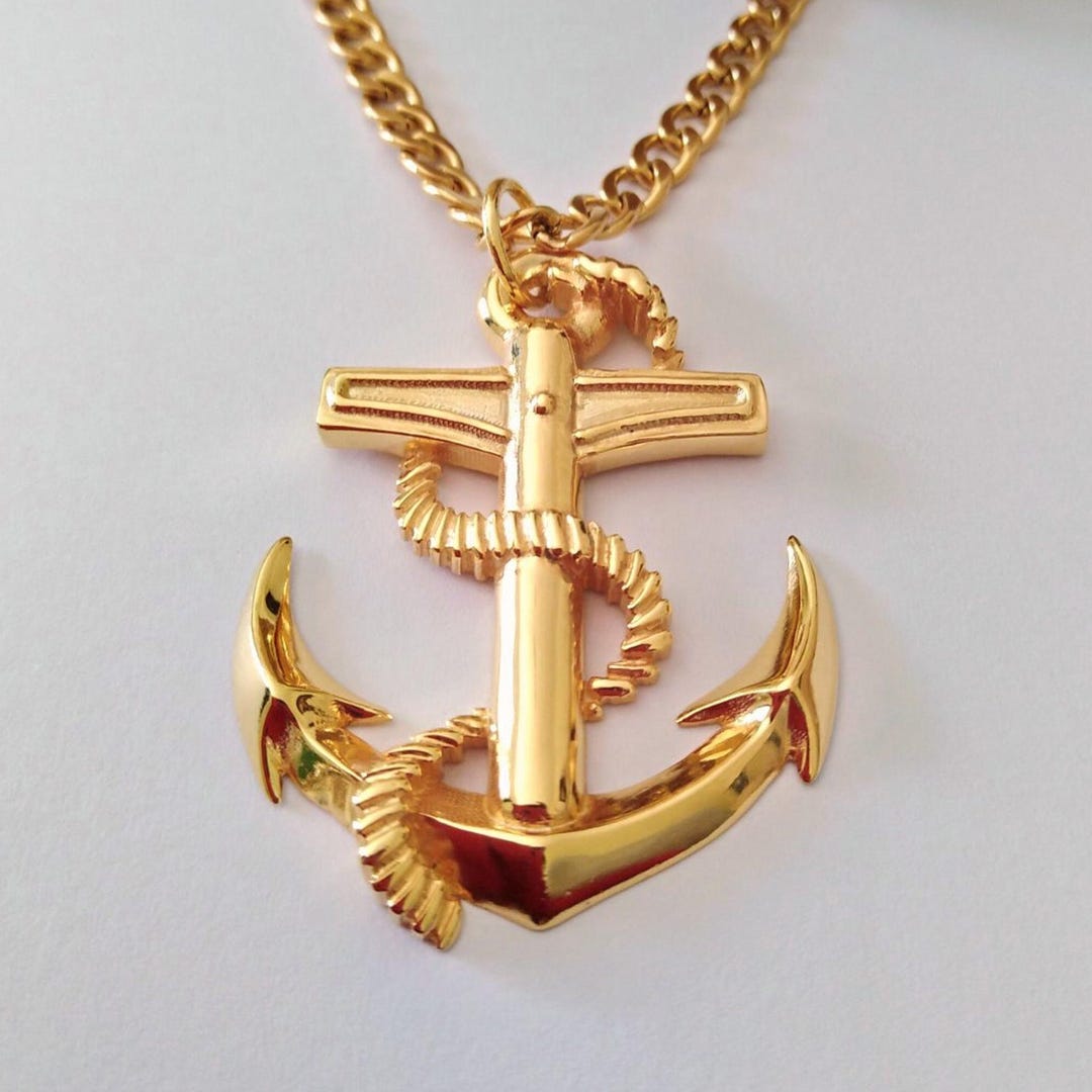 Buy Yellow Gold Anchor Pendant Handcrafted Silver 925 Anchor