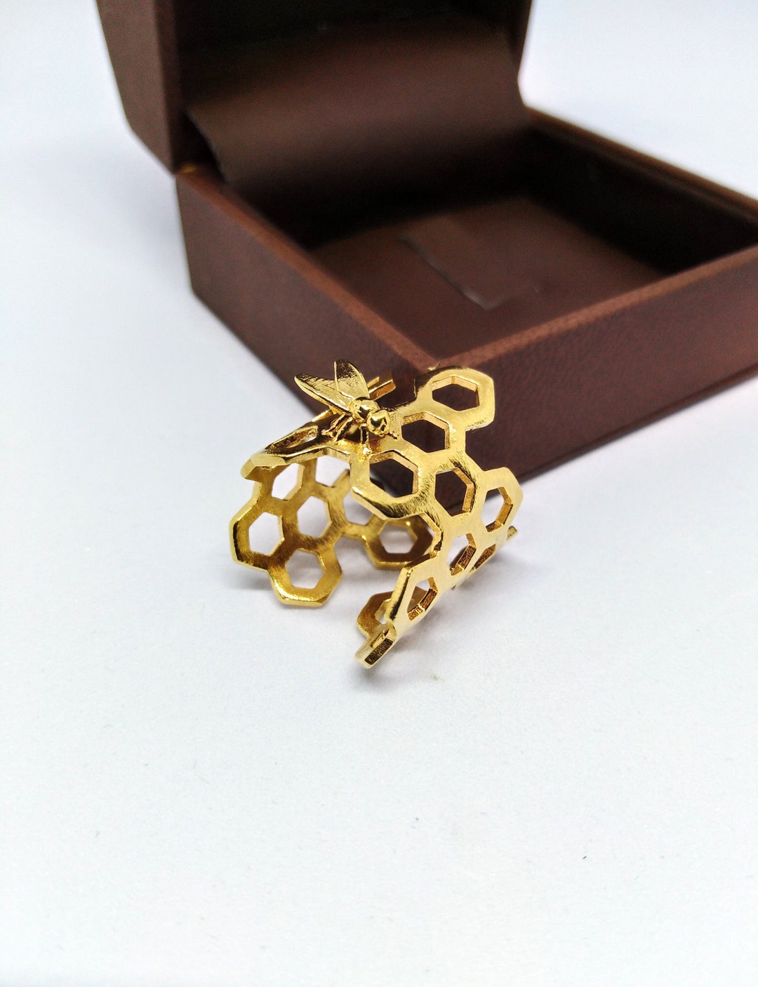 Bee Honeycomb Ring Bee Ring Honeycomb With Bee Ring Gold - Etsy