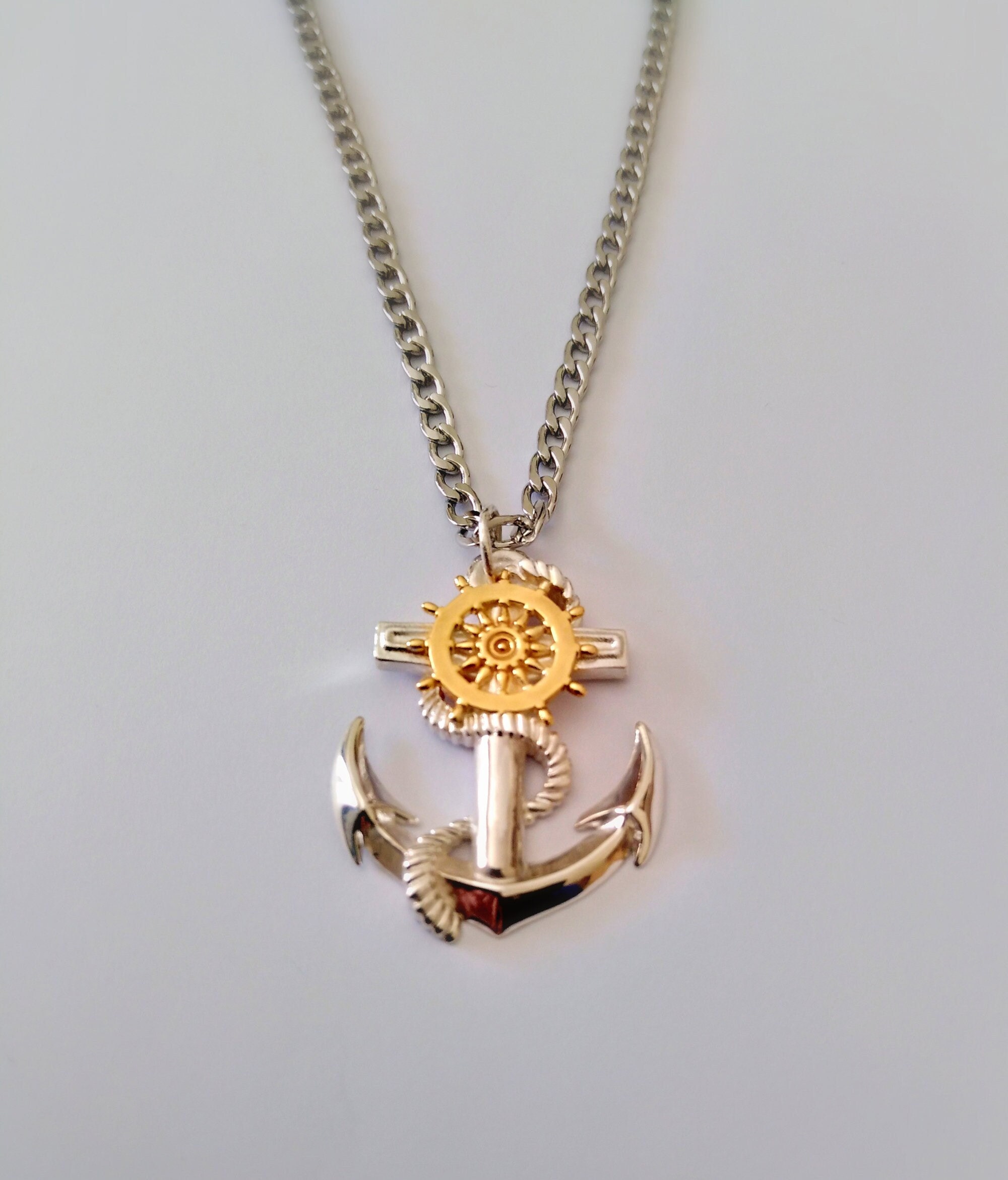 White Diamond Anchor Necklace – Phoenix Roze