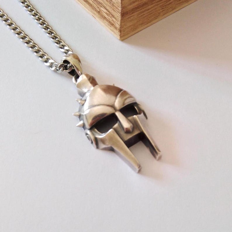 Oxidized Silver 925 Gladiator Helmet Pendant | Handcrafted Aged Sterling Silver Gladiator Helmet Necklace | Unisex Gladiator Helmet Pendant image 3