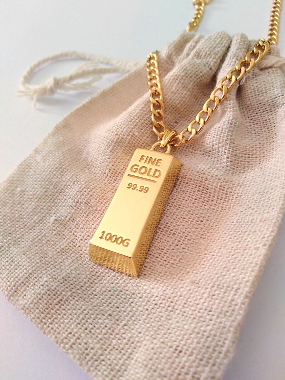 Gold brick pendant deals