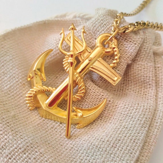 Amazon.com: 14K Real Solid Gold Anchor Pendant Necklace for Women With  Zirconia Stones Charm Jewelry Ship Wheel Nautical Rope Navy Sailor :  Handmade Products