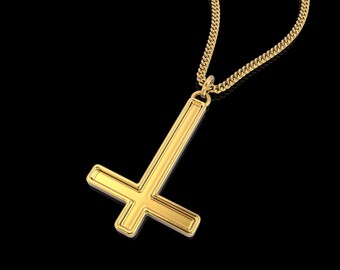 Gold Inverted Cross Pendant Sterling 
