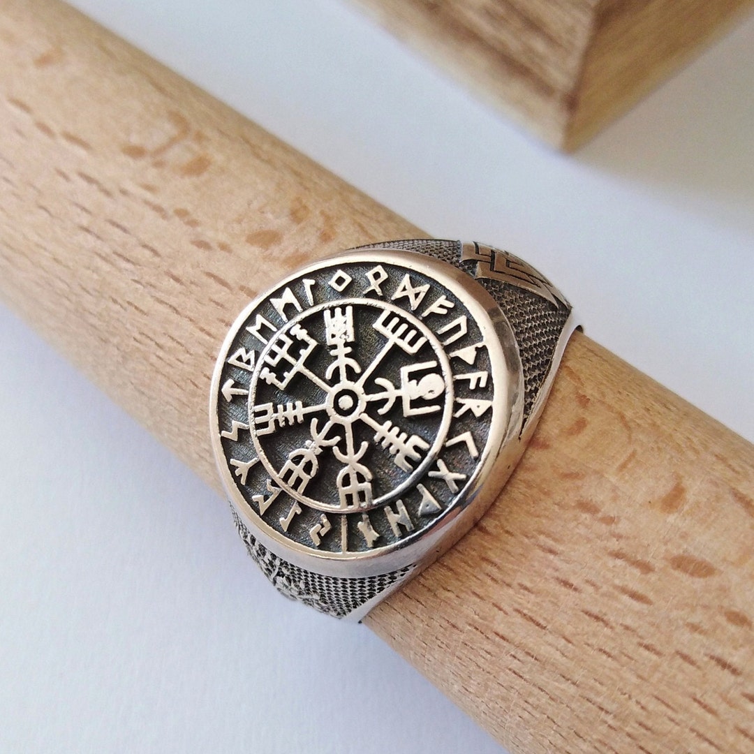Aged Silver 925 Viking Runes Ring, Men's Silver Handmade Viking Ring ...