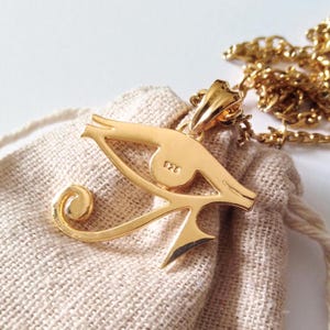 Yellow Gold Plated Eye of Horus Pendant | Silver 925 Egyptian Jewelry | Eye of Ra Charm | Eye of Horus Protection Amulet | Evil Eye Talisman image 8