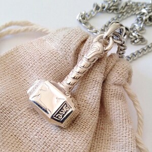 Yellow Gold Hammer of Thor Pendant | Handcrafted Silver 925 Viking Hammer of Thor Pendant | Men&#39;s Mjonir Pendant | Norse Mythology Jewelry