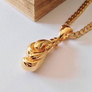 イエローゴールド ボクシンググローブペンダント | ハンドメイドシルバー925 ボクシンググローブネックレス | メンズスターリングシルバー ボクシンググローブネックレス | グローブ