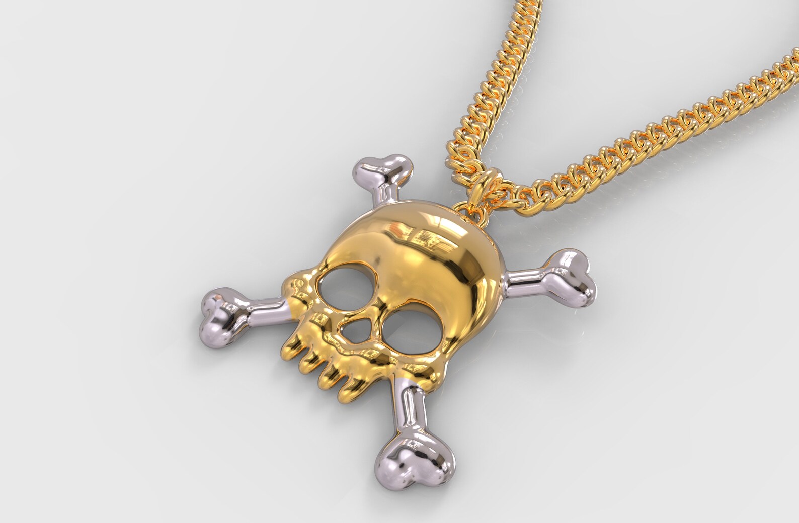 24K Gold Skull Pendant Sterling Silver Skull Necklace Mens Etsy