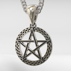 Oxidized Sterling Silver Pentagram Pendant: Unisex Handcrafted Necklace