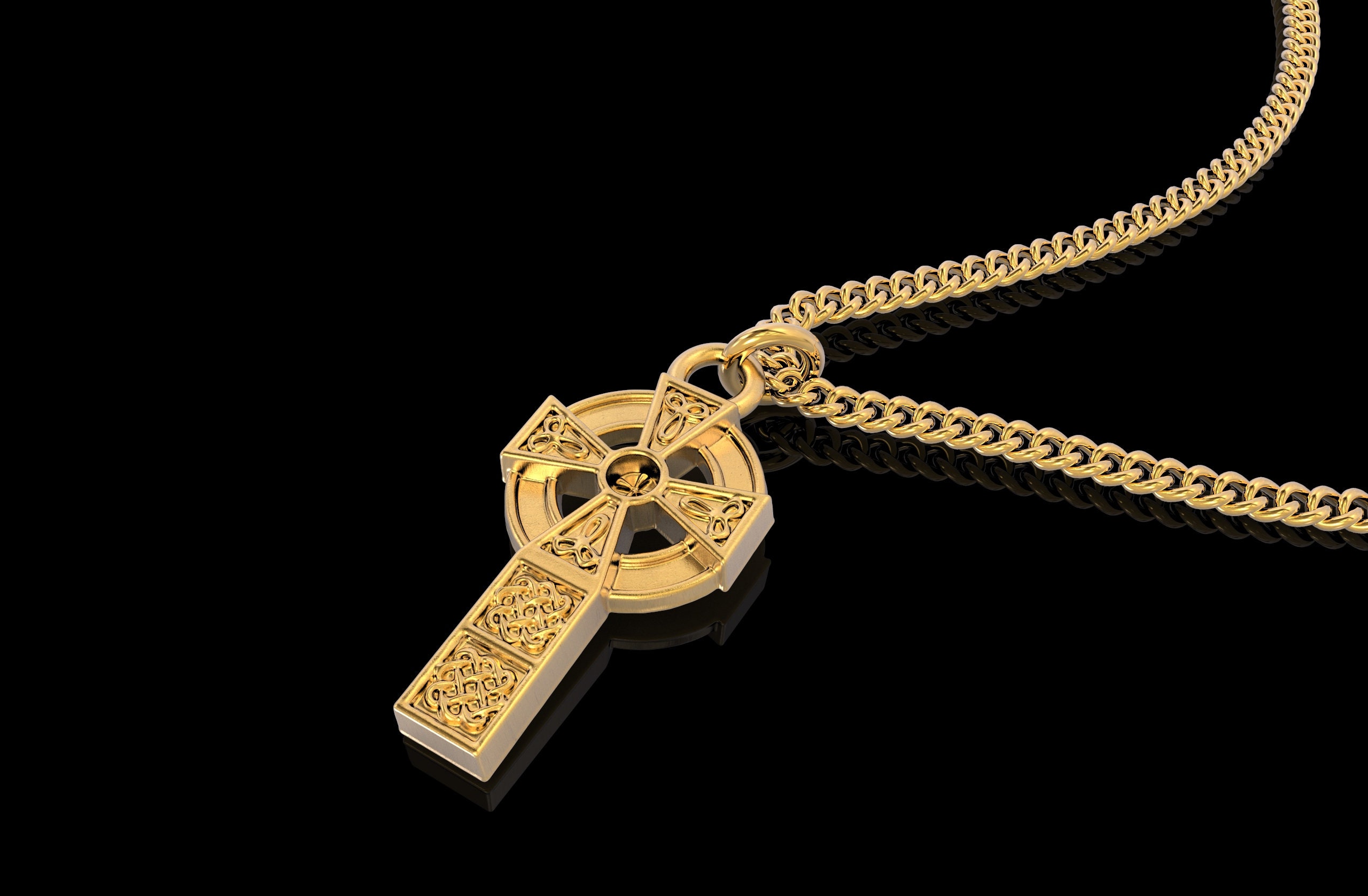 24K Gold Celtic Cross Pendant Silver 925 Celtic Pendant Gold Etsy