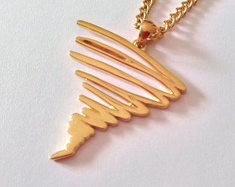 Yellow Gold Hurricane Pendant | Handcrafted Silver 925 Tornado Pendant | Women&#39;s Tornado Necklace | Women Yellow Gold Pendant | Gift for Her