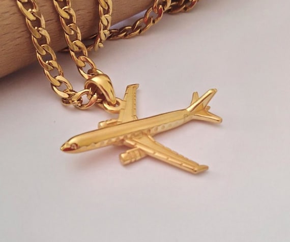 Rose gold airplane sale necklace