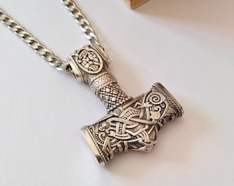 Oxidized Silver 925 Mjolnir Pendant | Handcrafted Aged Silver Hammer of Thor Necklace | Men's Mjolnir Pendant | Hammer of Thor Pendant