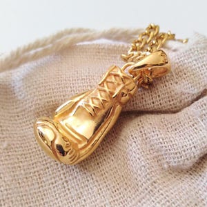 イエローゴールド ボクシンググローブペンダント | ハンドメイドシルバー925 ボクシンググローブネックレス | メンズゴールドボクシンググローブペンダント | レディースゴールドボクシンググローブ