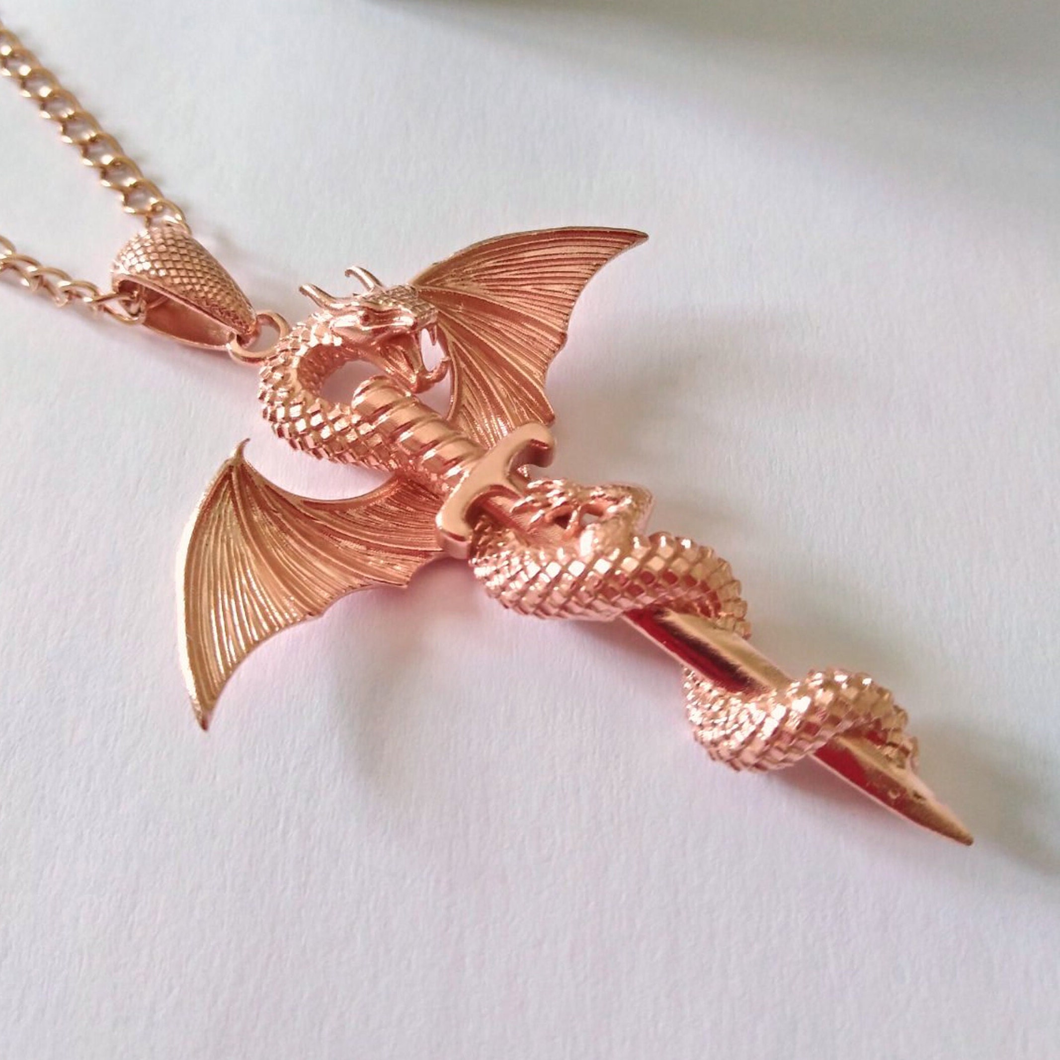 Rose gold dragon deals necklace