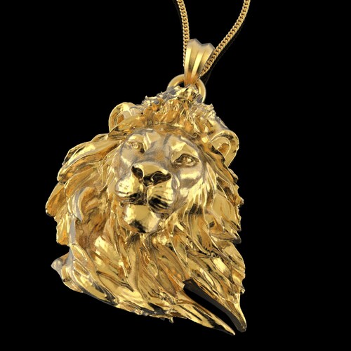 Gold Lion Pendant Sterling Silver 