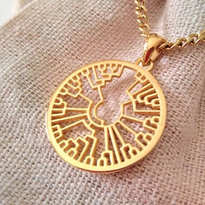 Yellow Gold Phylogenetic Tree Pendant | Handcrafted Silver 925 Phylogenetic Tree Necklace | Science Pendant | Women&#39;s Gold Biology Necklace